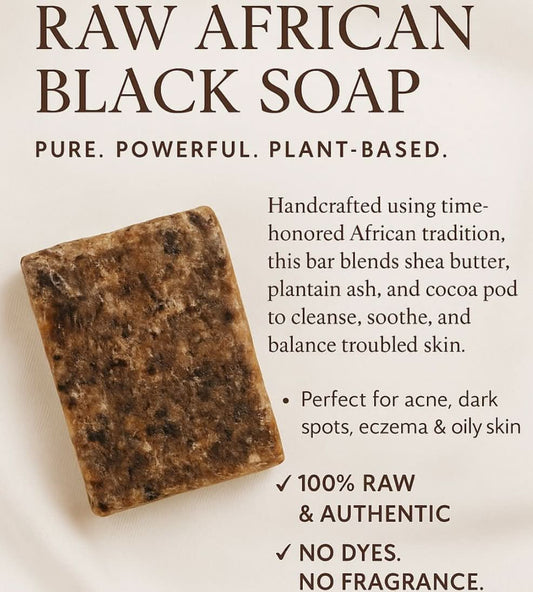 Raw African Black Soap – 100% Original, Handmade in Ghana ( 250 GRAM BAR )™